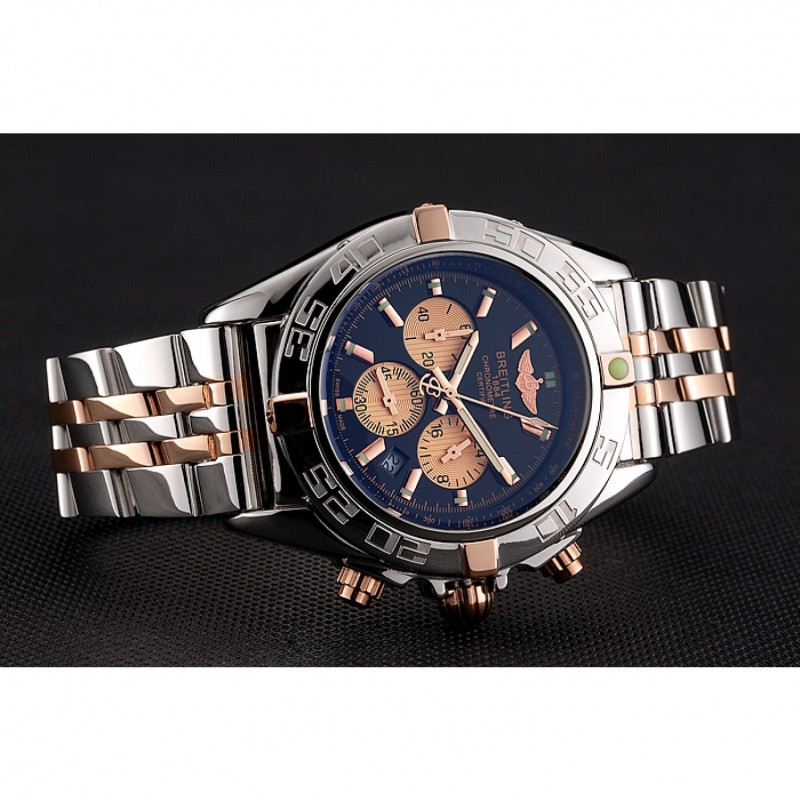 High Quality Breitling Chronomat 44 Black Dial with White Subdials 2 Tone Stainless Steel Bracelet 622509-3