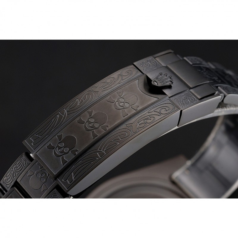 Cheap Replica Watches Rolex Submariner Skull Limited Edition Brown Dial All Black Case And Bracelet 1454075-5