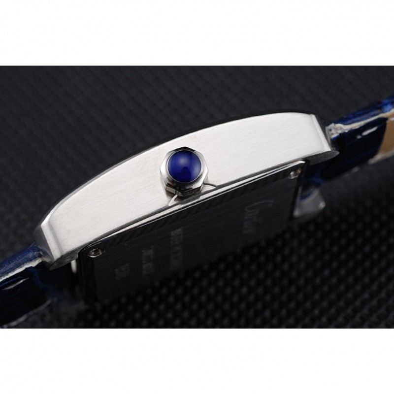 Cartier Tank MC Stainless Steel Case Blue Dial Blue Leather Strap 622178-8