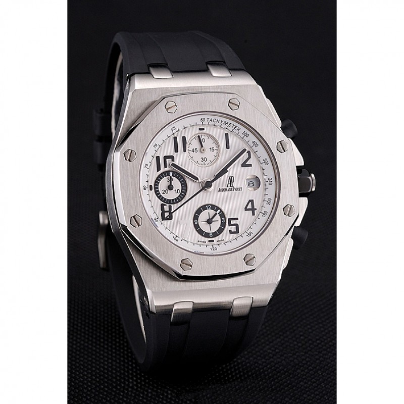 Swiss Audemars Piguet Royal Oak Offshore White Dial Stainless Steel Case Black Rubber Strap 622853-2
