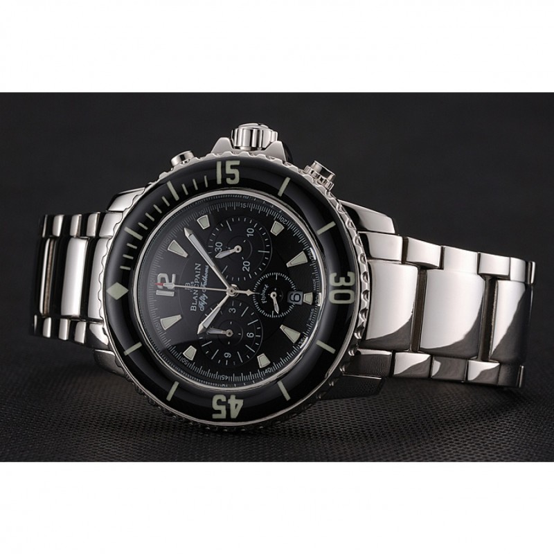 Blancpain Fifty Fathoms Flyback Chronograph Black Dial Stainless Steel Case And Bracelet 1453771-4
