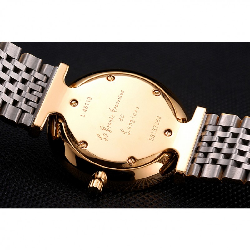 SS Replica Watches Longines La Grande Classique Two Tone Band Black Dial Homme 622097-7