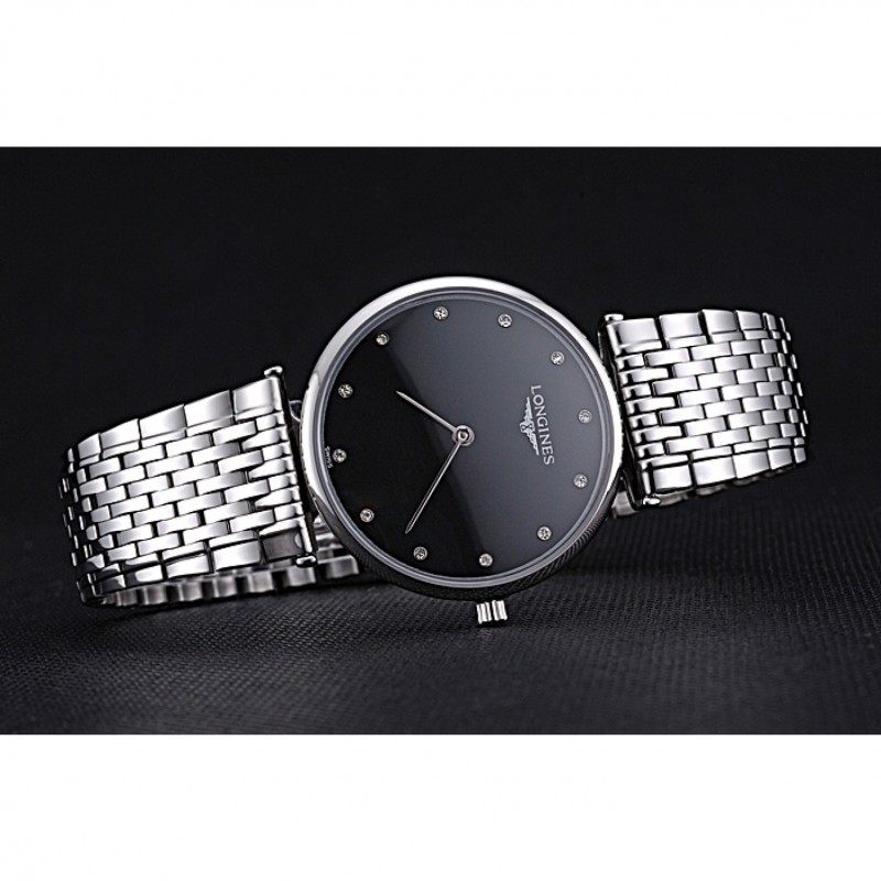 Longines La Grande Classique Stainless Steel Black Dial Diamond Markers Homme 622111-3