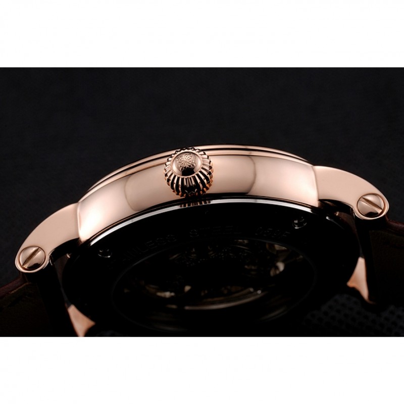 Patek Philippe Grand Complications White Skeleton Dial Rose Gold Case Brown Leather Strap 1453808-8