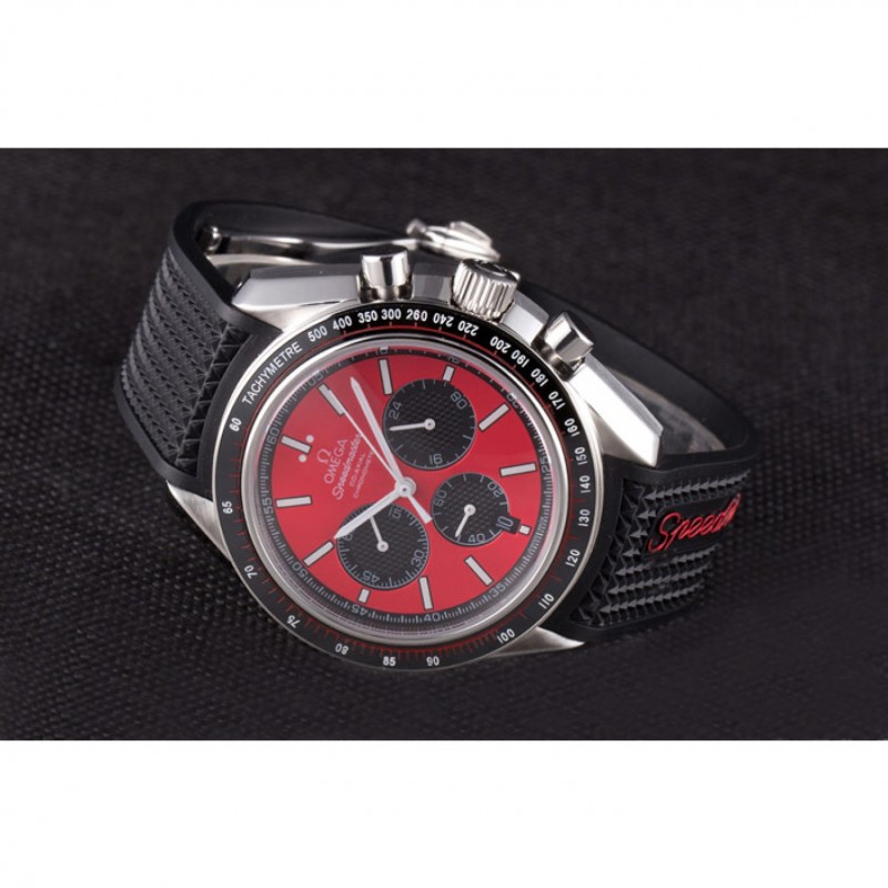 Omega Speedmaster Black Rubber Bracelet Red Dial 801421-4