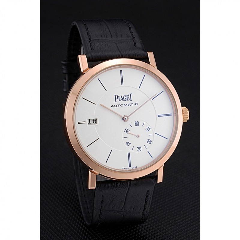 Piaget Altiplano Gold Case White Dial Black Leather Bracelet 622628-2