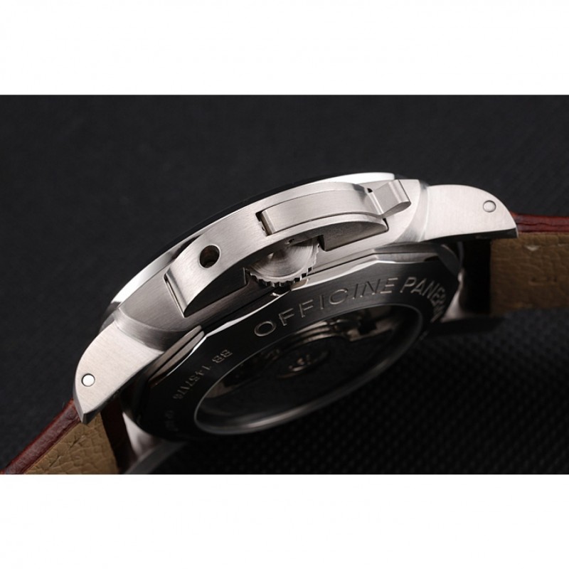 SS Replica Watches Panerai Luminor 1950 Tourbillon GMT Black Dial Stainless Steel Case Brown Leather Strap-7