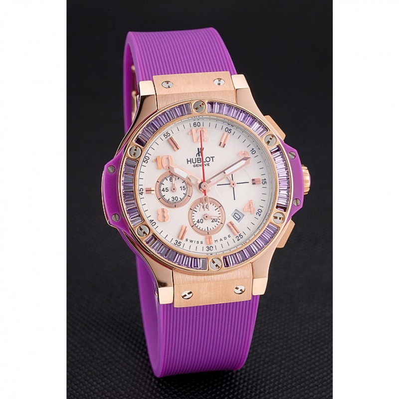Best Replica Watches Hublot Big Bang Tutti Frutti Purple Strap Gold Dial-2