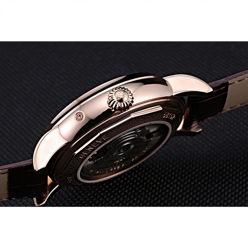 High Quality Replica Watches Patek Philippe Geneve Grand Complications Rose Dial Tourbillon Brown Leather Band 622158-7