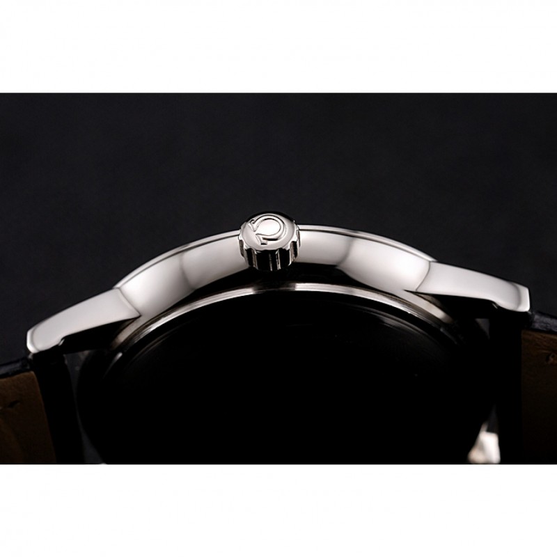 Omega De Ville Prestige Small Seconds White Dial Blue Numerals Stainless Steel Case Black Leather Strap-8
