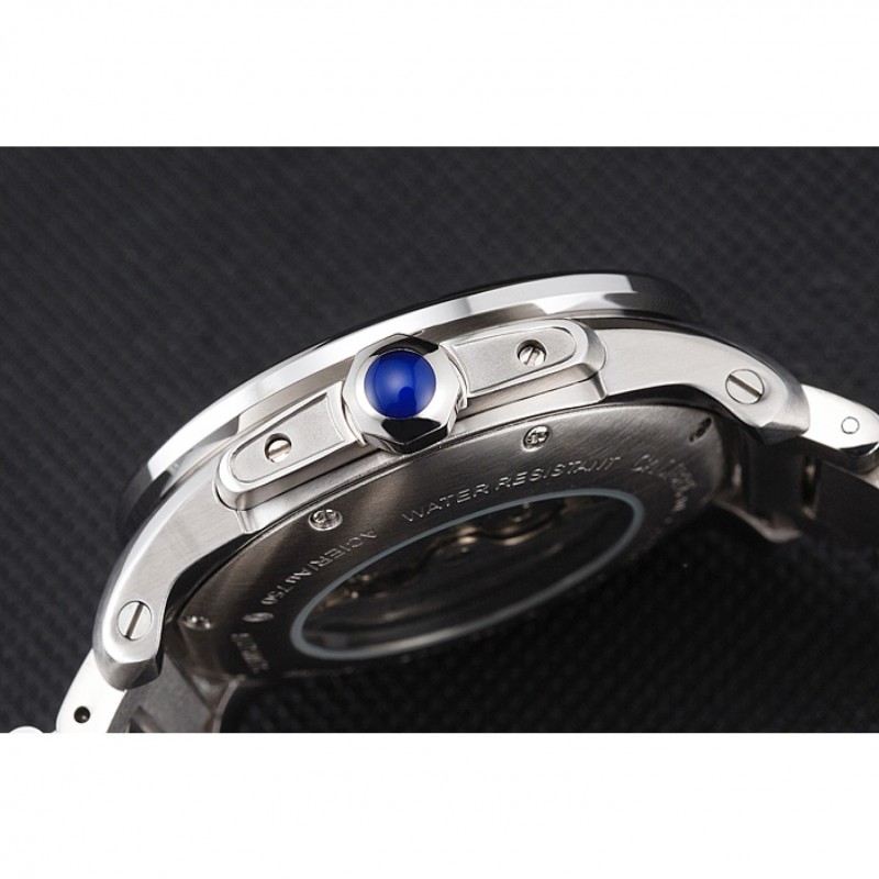 AAA Replica Watches Cartier Calibre De Cartier Small Seconds Black And White Dial Stainless Steel Case And Bracelet-8