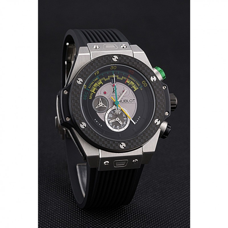 Luxury Replica Watches Hublot Big Bang Unico Bi-Retrograde Chrono King Stainless Steel Case Black Rubber Strap 622770-2