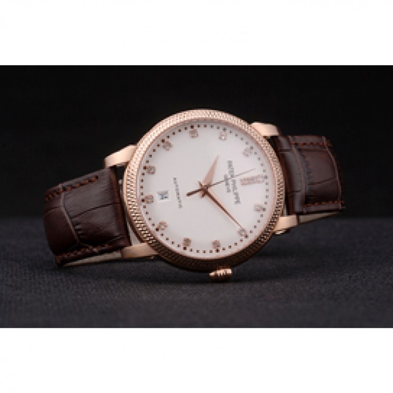 Patek Philippe Swiss Calatrava Ribbed Bezel Grey Dial Brown Leather Strap 7650-3