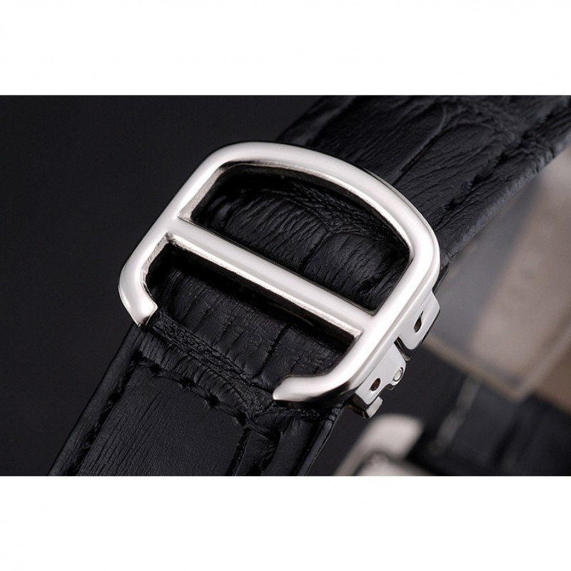 Cartier Tank MC Stainless Steel Case Black Dial Black Leather Strap 622174-5