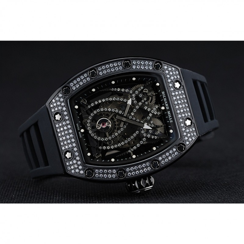 Richard Mille Tourbillion Spider RM 19-01 Black Diamond Case Black Rubber Bracelet 1454259-4