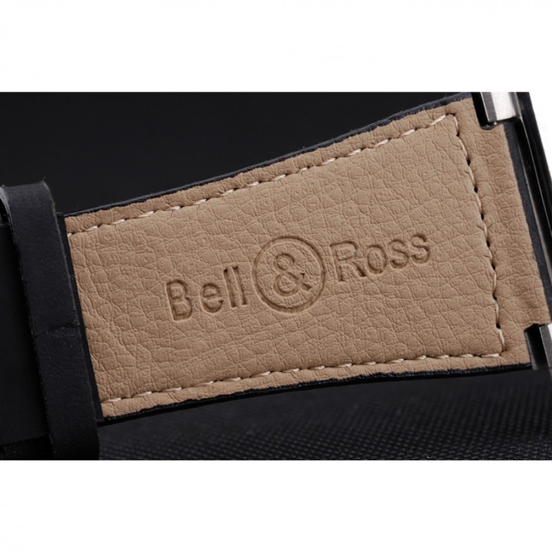 Cheap Bell and Ross BR 03-94 Black Dial Silver Case Black Leather Strap-7