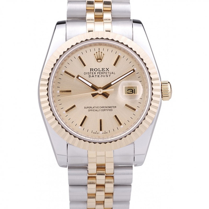 Rolex Datejust Gold Dial Ribbed Bezel 7450-0