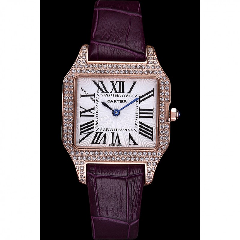 Cartier Santos 100 Diamond Rose Gold Bezel 621913-1