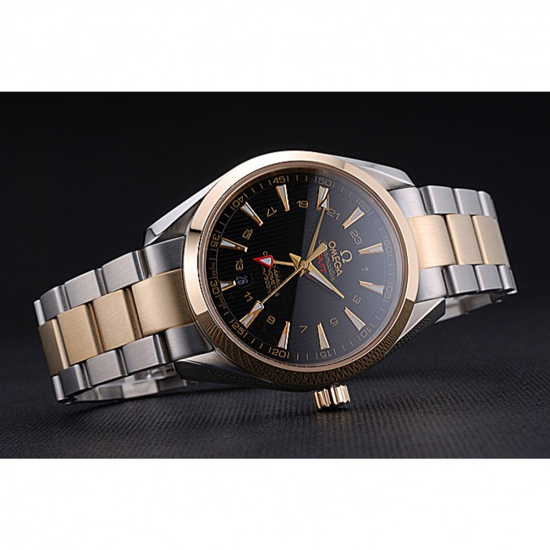 High Quality Omega Seamaster Planet Ocean GMT Black Dial Two Tone Band 622396-3