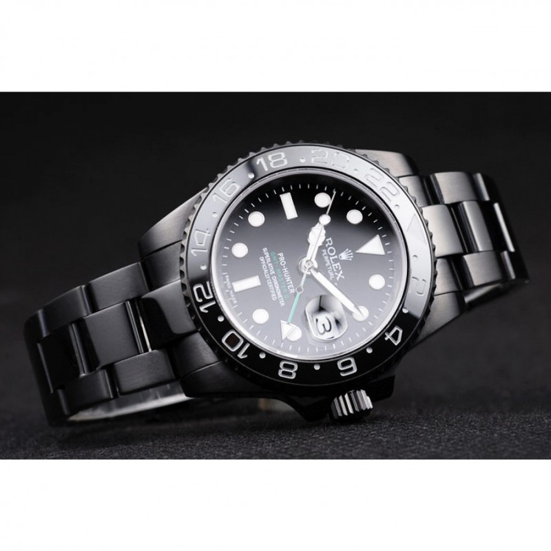 Rolex Swiss GMT Master II Pro-Hunter Black Steel Strap Black Dial-3