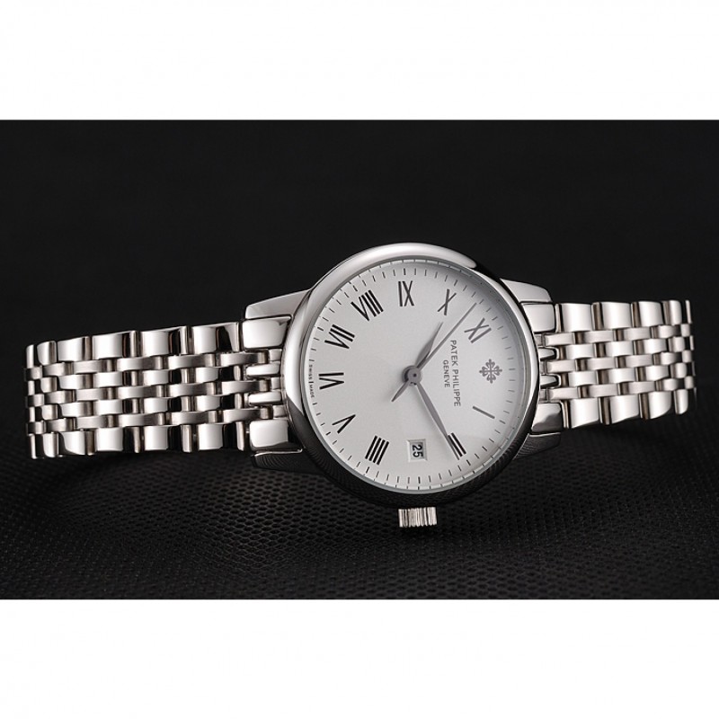 High Quality Replica Watches Patek Philippe Calatrava Ladies White Dial Stainless Steel Case And Bracelet 1453834-3