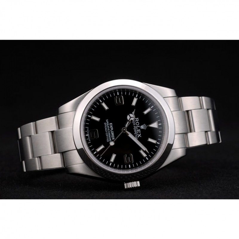 Luxury Replica Watches Rolex Explorer Stainless Steel Bezel Black Dial 41984-2