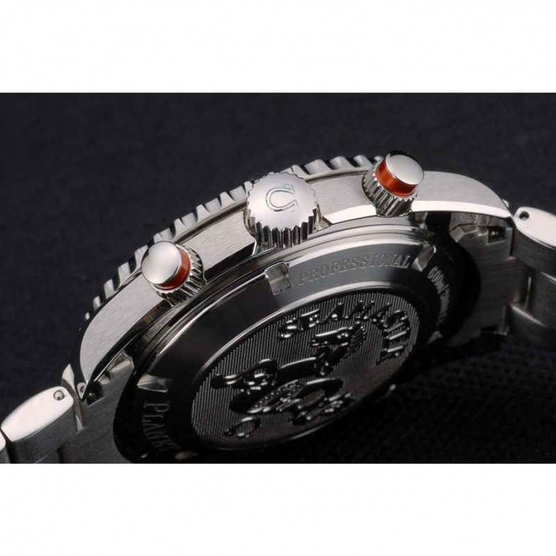 High Quality Replica Watches Omega Seamaster Planet Ocean Orange Bezel Black Dial Stainless Steel Strap 80241-8