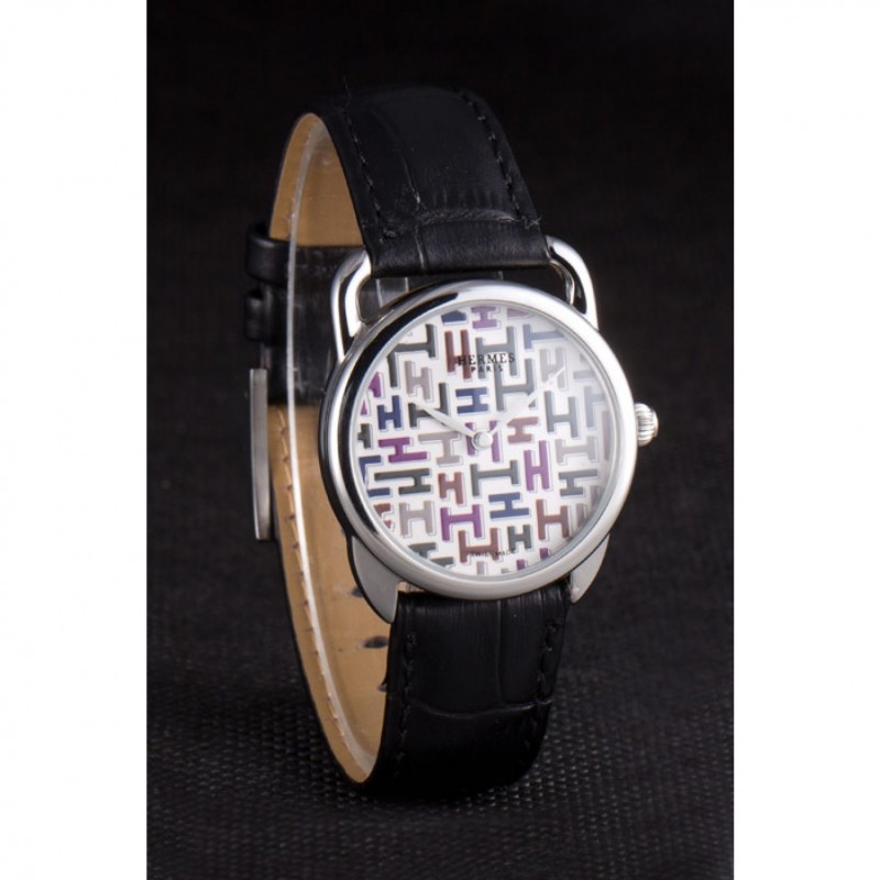 High Quality Hermes Classic Croco Leather Strap Multicolor Patterned Logo Dial 801407-3