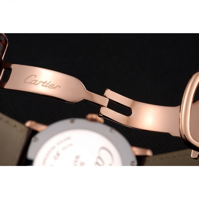 AAA Replica Watches Cartier Ronde Solo Brown Dial Diamond Hour Marks And Bezel Rose Gold Case Brown Leather Strap-6