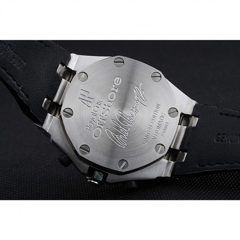 Swiss Audemars Piguet Royal Oak Offshore Gold Dial Stainless Steel Case Black Leather Strap 622849-5