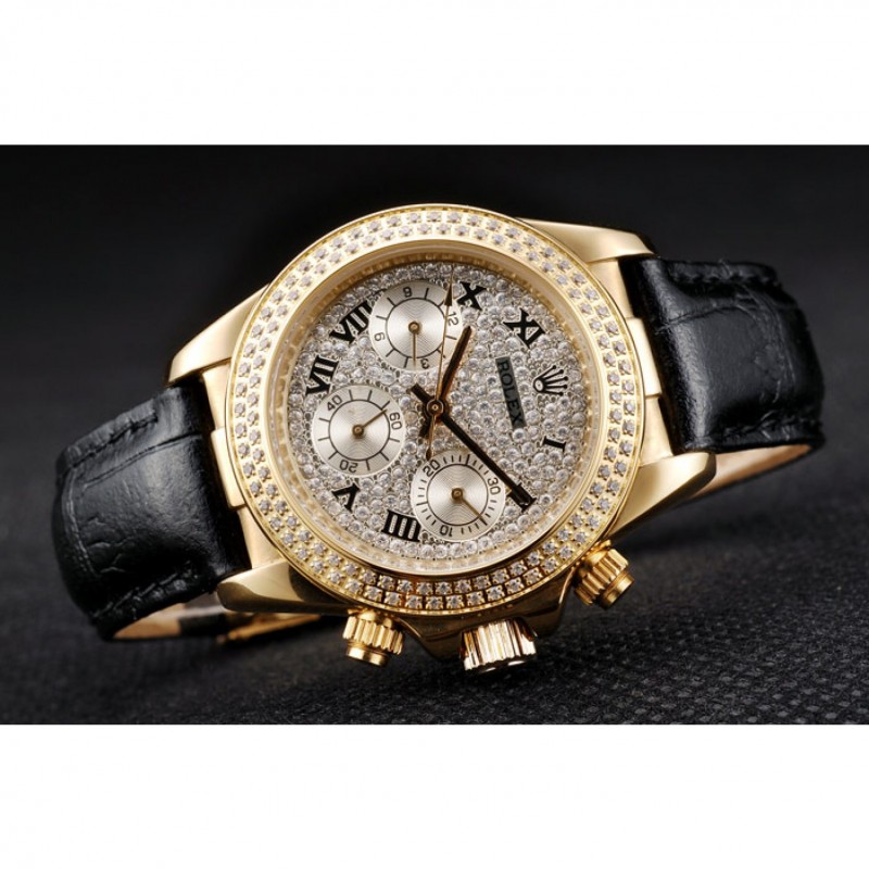 Rolex Daytona Lady Gold Case Crystal Studded Bezel Crystal Studded Dial 98238-3