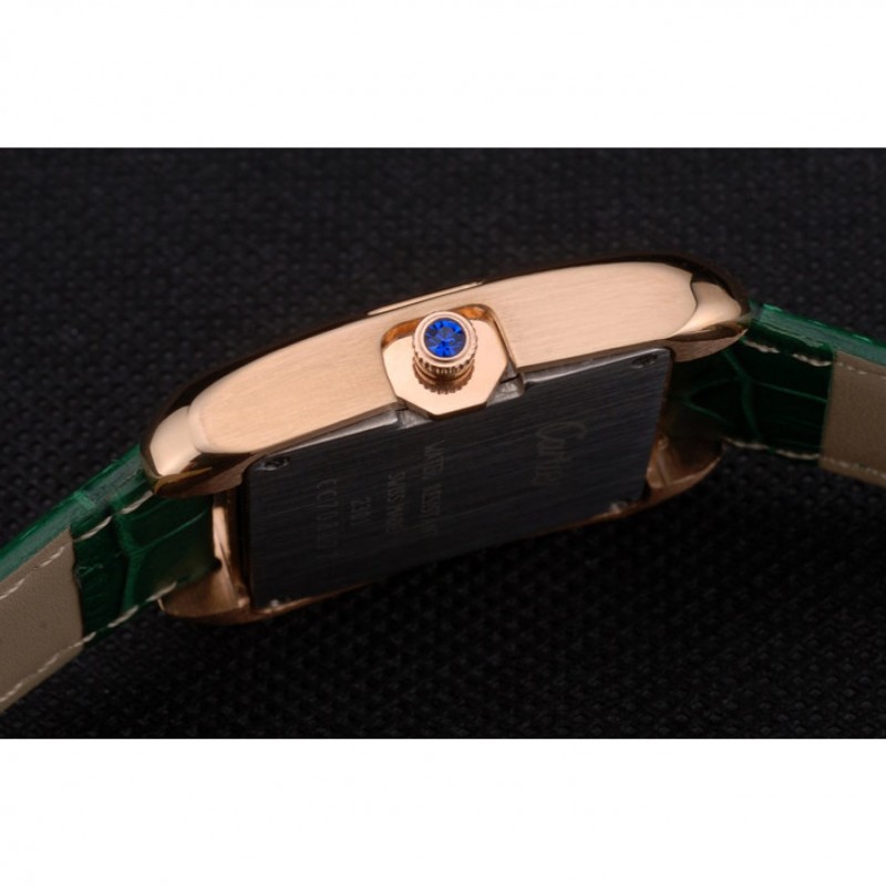 Cartier Tank Anglaise 30mm White Dial Gold Case Green Leather Bracelet-8