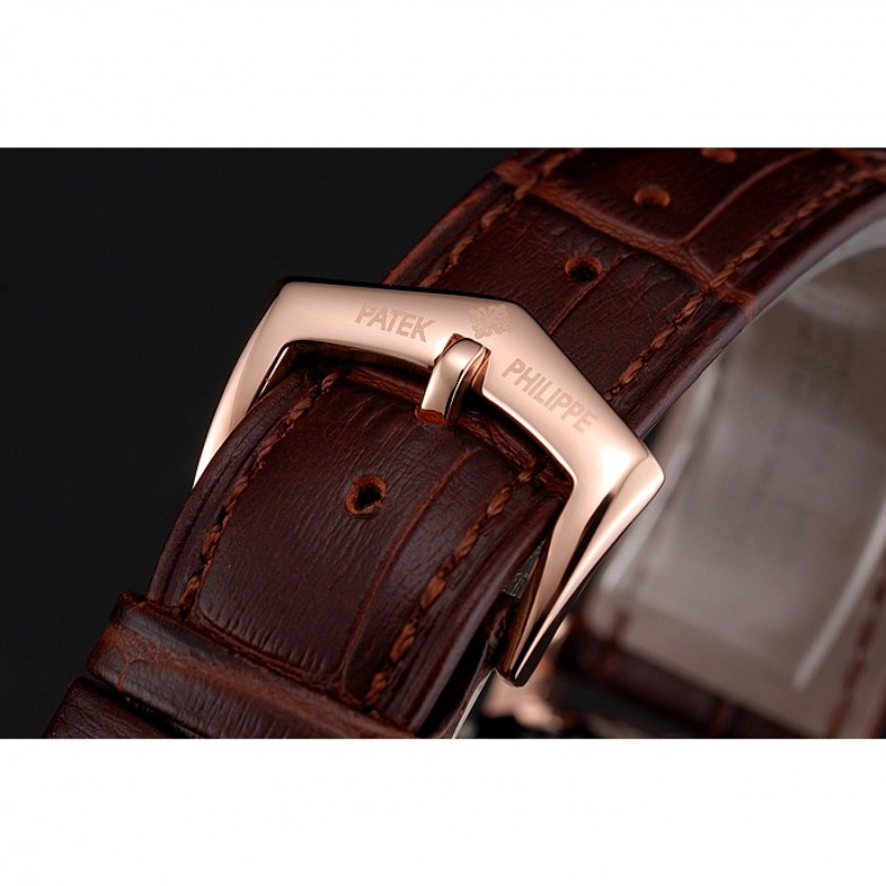 Patek Philippe Grand Complications Moonphase Perpetual Calendar Tourbillon White Dial Rose Gold Case Brown Leather Strap-5