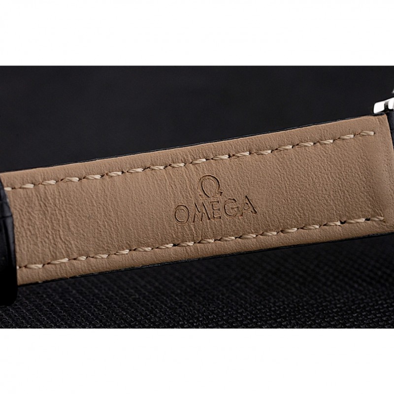Omega De Ville Prestige Small Seconds White Dial Blue Numerals Stainless Steel Case Black Leather Strap-6