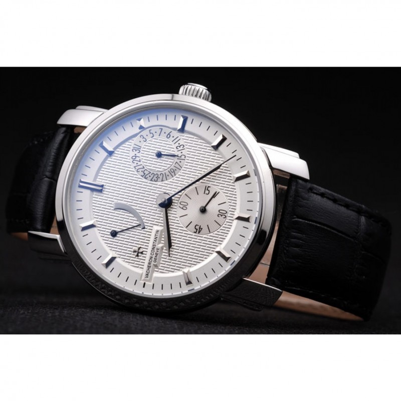 Vacheron Constantin Malte Power Reserve White Dial Stainless Steel Case Black Leather Bracelet-4