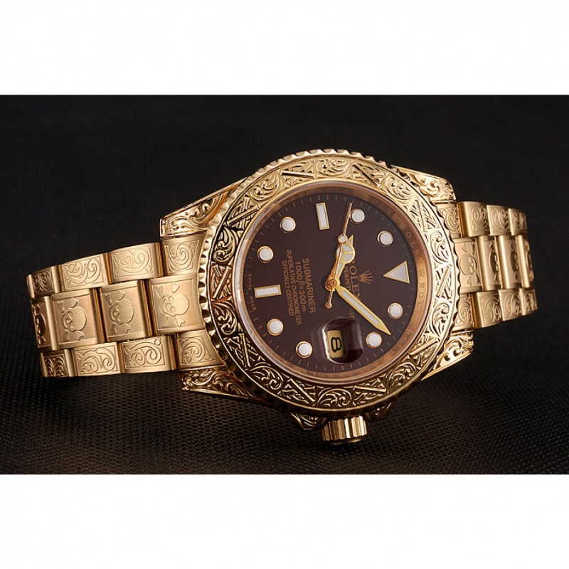 SS Replica Watches Rolex Submariner Skull Limited Edition Brown Dial Gold Case And Bracelet 1454070-3