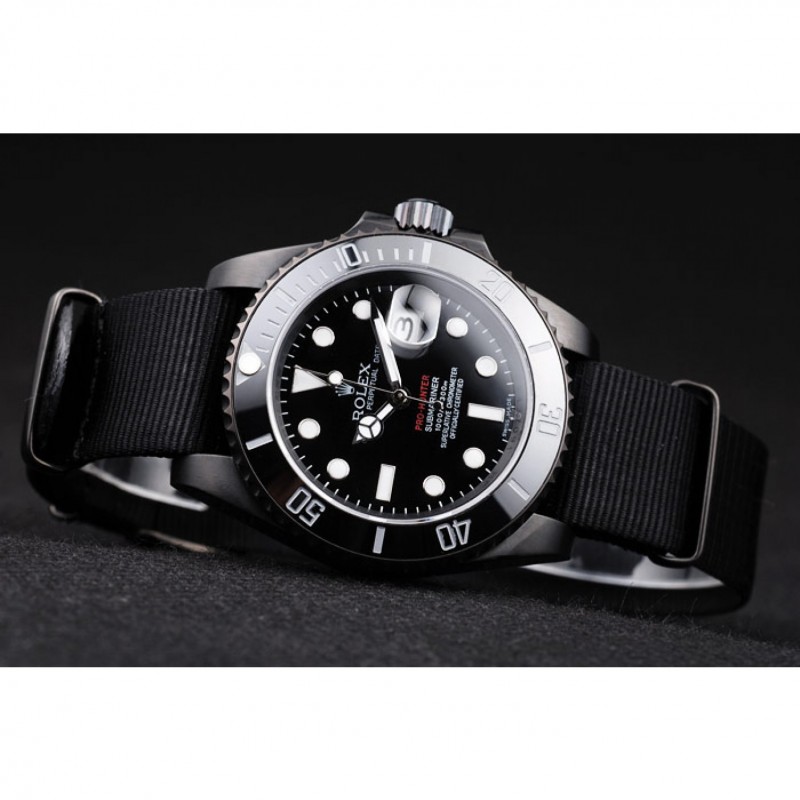Rolex Swiss Submariner Pro-Hunter Black Fabric Strap Black Dial-4