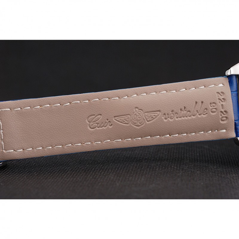 High End Breitling Chronomat Patrouille De France Blue Dial Stainless Steel Case Blue Leather Strap-7