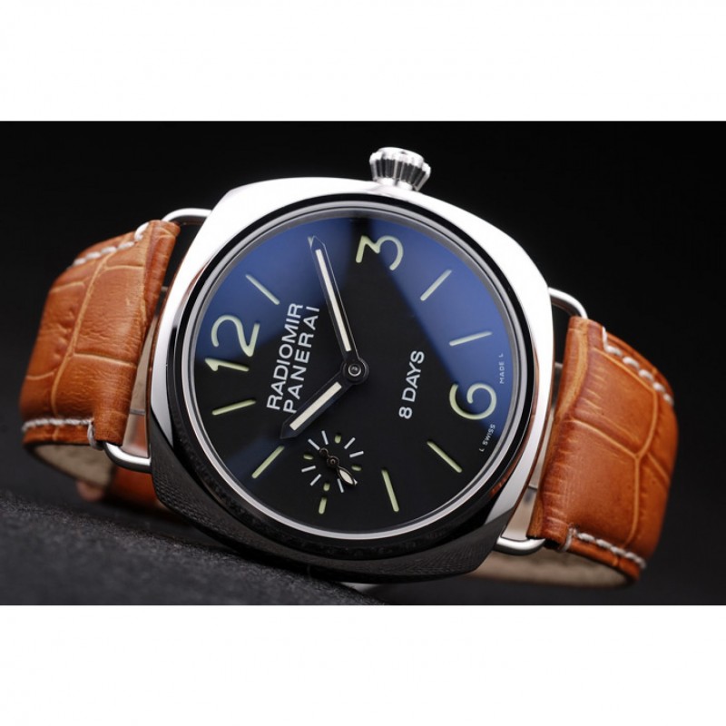 Panerai Radiomir 8 Days Black Dial Brown Leather Bracelet-4