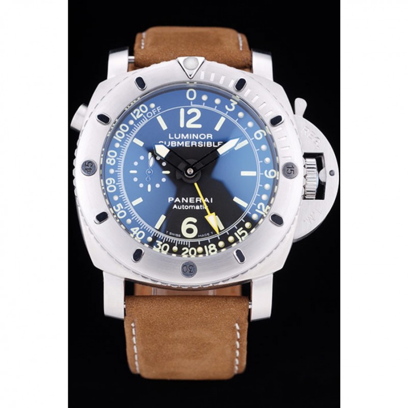Panerai Luminor Submersible Black Dial Suede Leather Bracelet-1