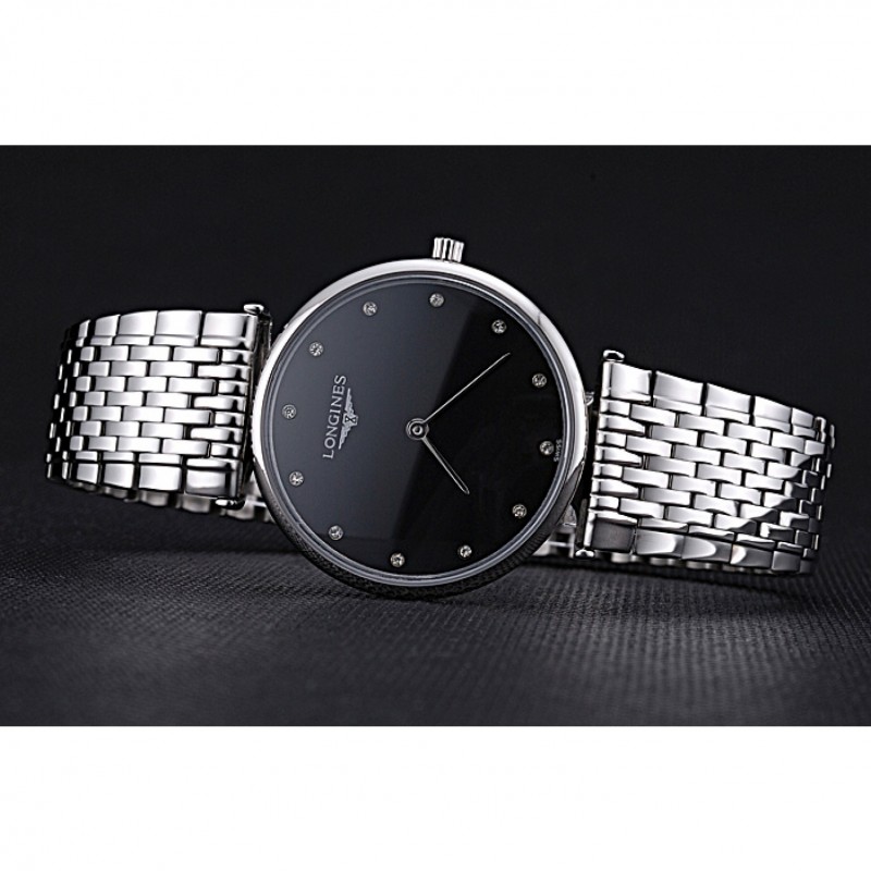 Longines La Grande Classique Stainless Steel Black Dial Diamond Markers Homme 622111-4