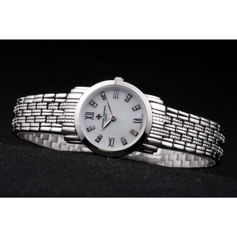 Vacheron Constantin Patrimony Traditionnelle White Dial Diamond Numerals Stainless Steel Bracelet-4