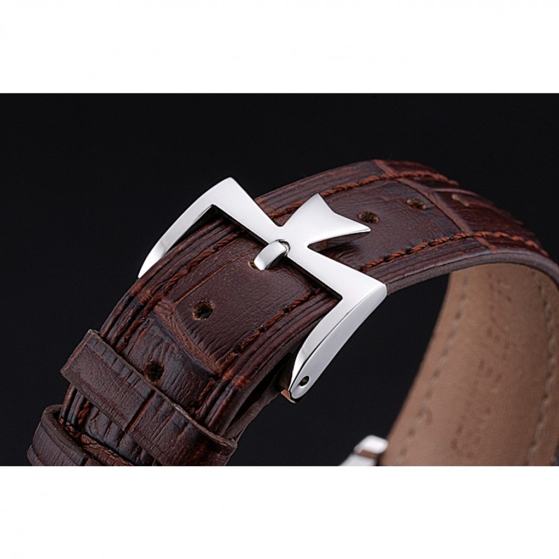 Vacheron Constantin Patrimony Traditionnelle Silver Case Brown Leather Strap 622304-5