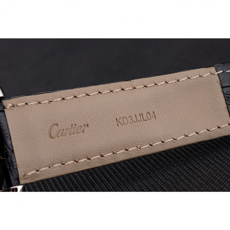 Swiss Cartier Ballon Bleu GMT Silver Dial Stainless Steel Case Black Leather Strap-7