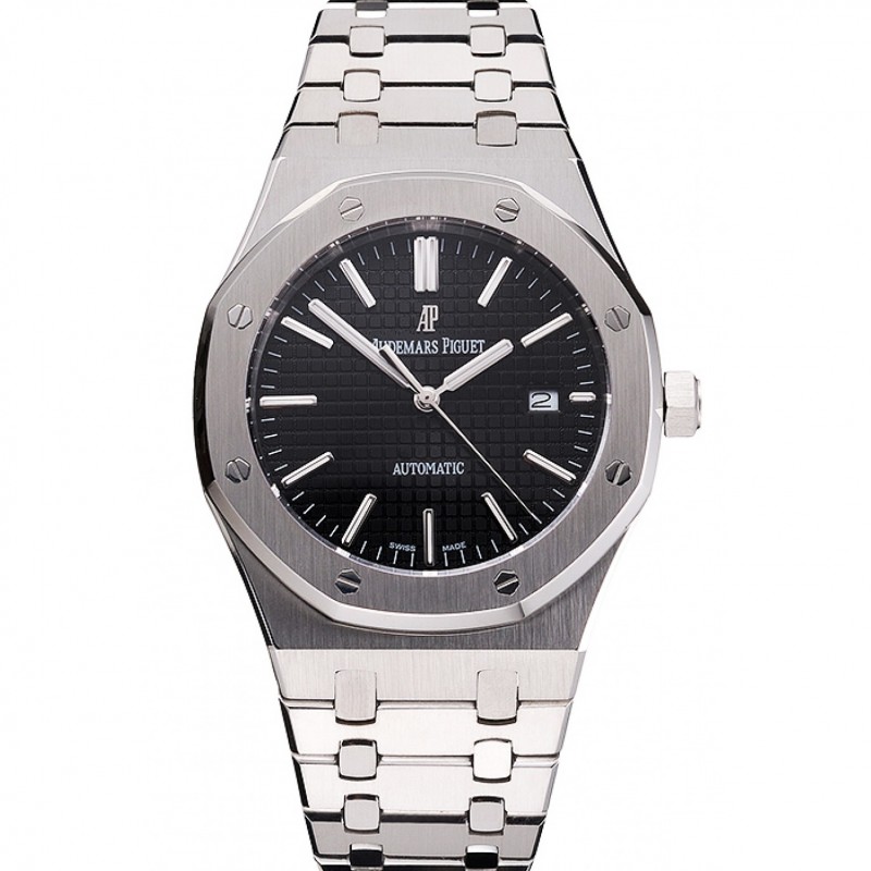 Swiss Audemars Piguet Royal Oak Black Dial Stainless Steel Case And Bracelet-0
