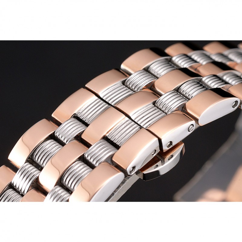 Swiss Vacheron Constantin Patrimony Traditionnelle Chronograph Black Dial Rose Gold Case Two Tone Bracelet 1453758-5
