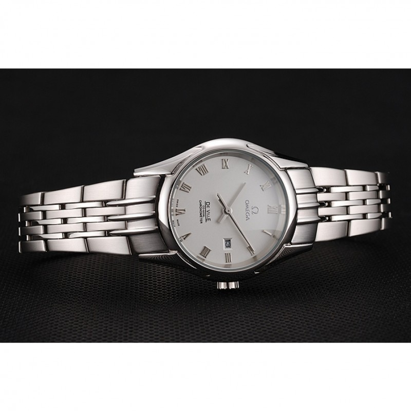 Omega De Ville Ladies White Dial Roman Numerals Stainless Steel Case And Bracelet 1453792-3