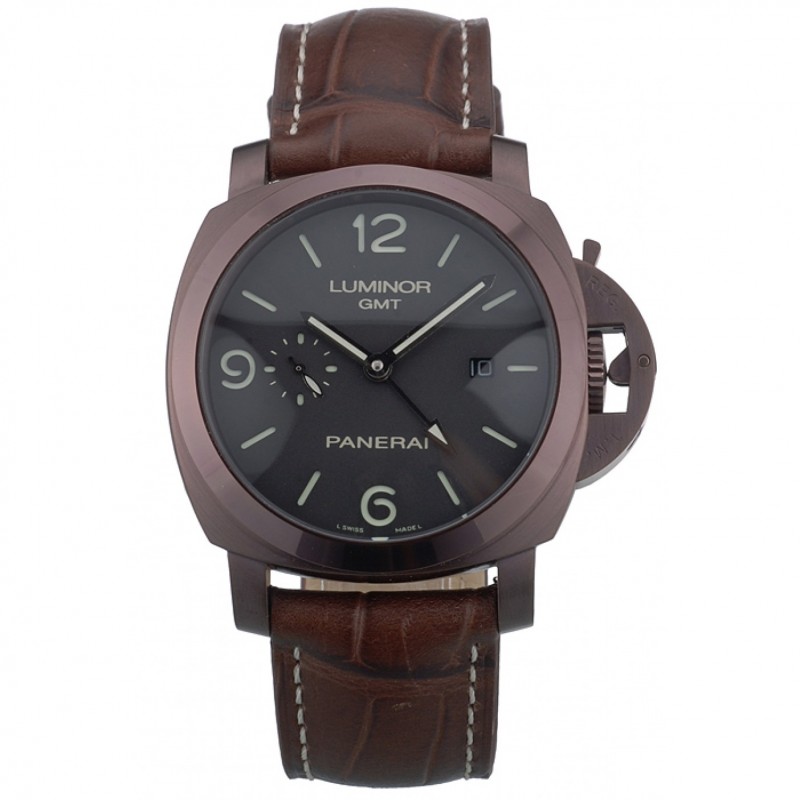 Panerai Luminor Brown Leather Strap Black Dial 80160-0
