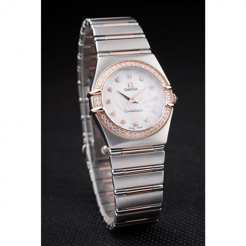 SS Replica Watches Omega Swiss Constellation Jewelry Diamond Case Radial Emblem White Dial-2