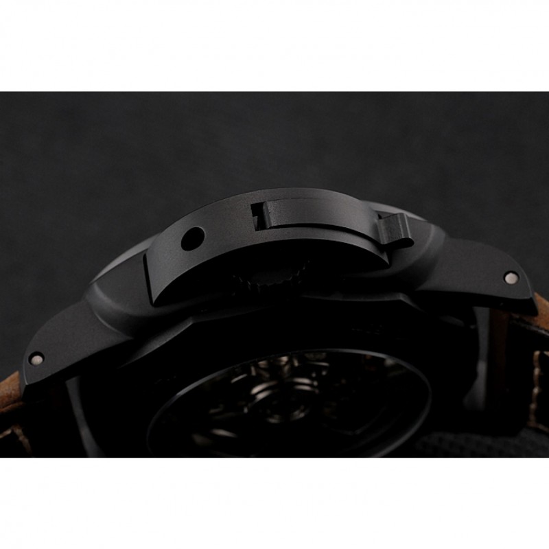 Panerai Luminor 1950 3 Days Chrono Flyback Black Dial Black Case Brown Leather Strap-8